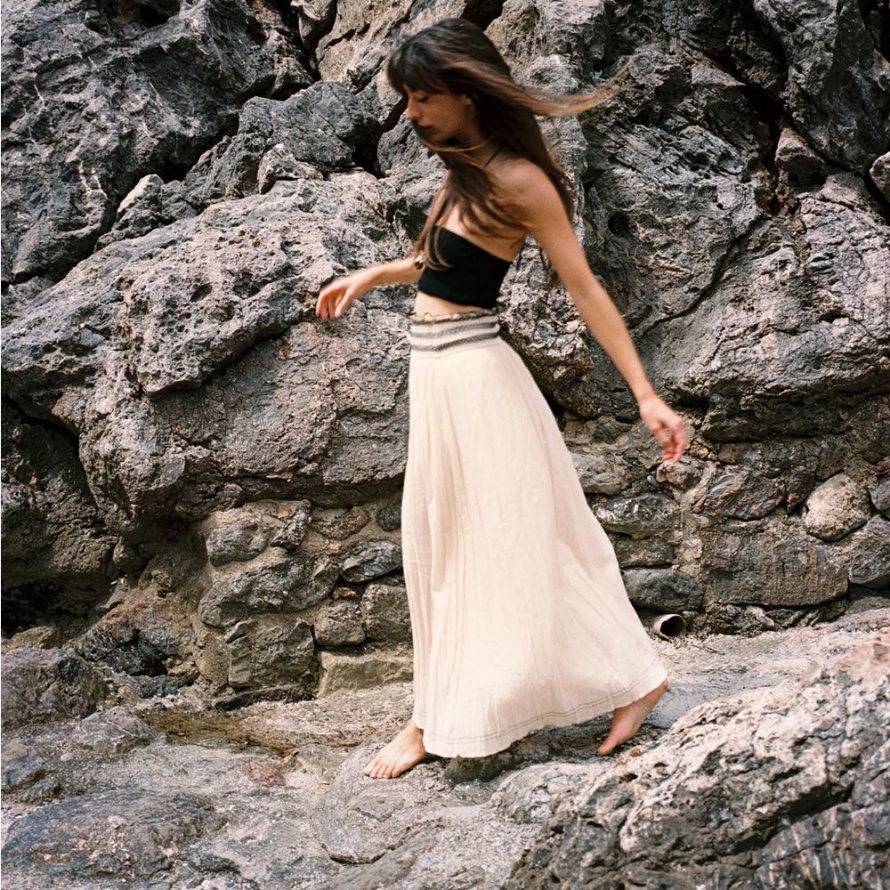 ZARA RUSTIC CONTRAST WAIST SKIRT - Picture 3 of 7